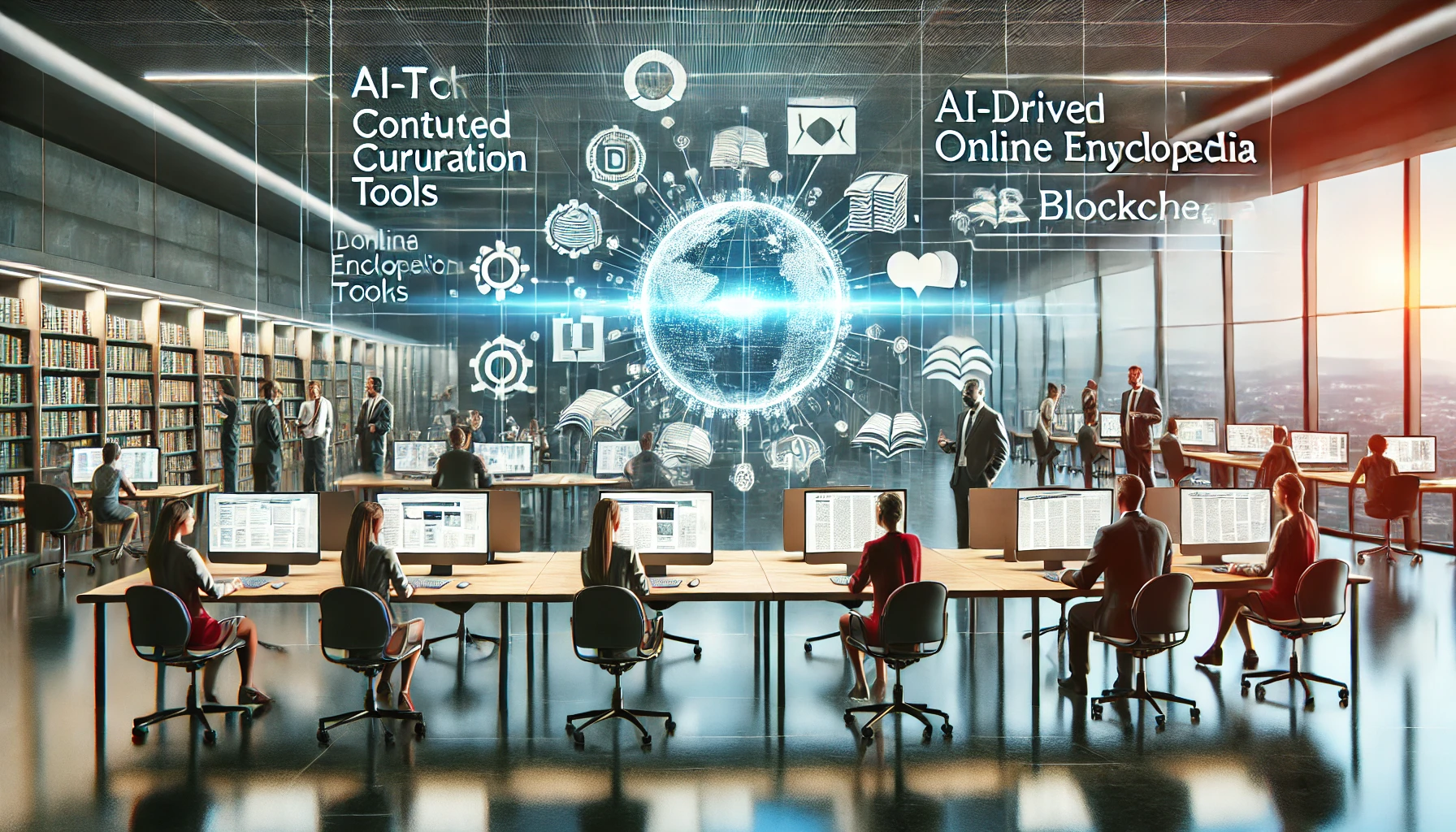 a modern digital workspace highlighting the advancements in online encyclopedias.