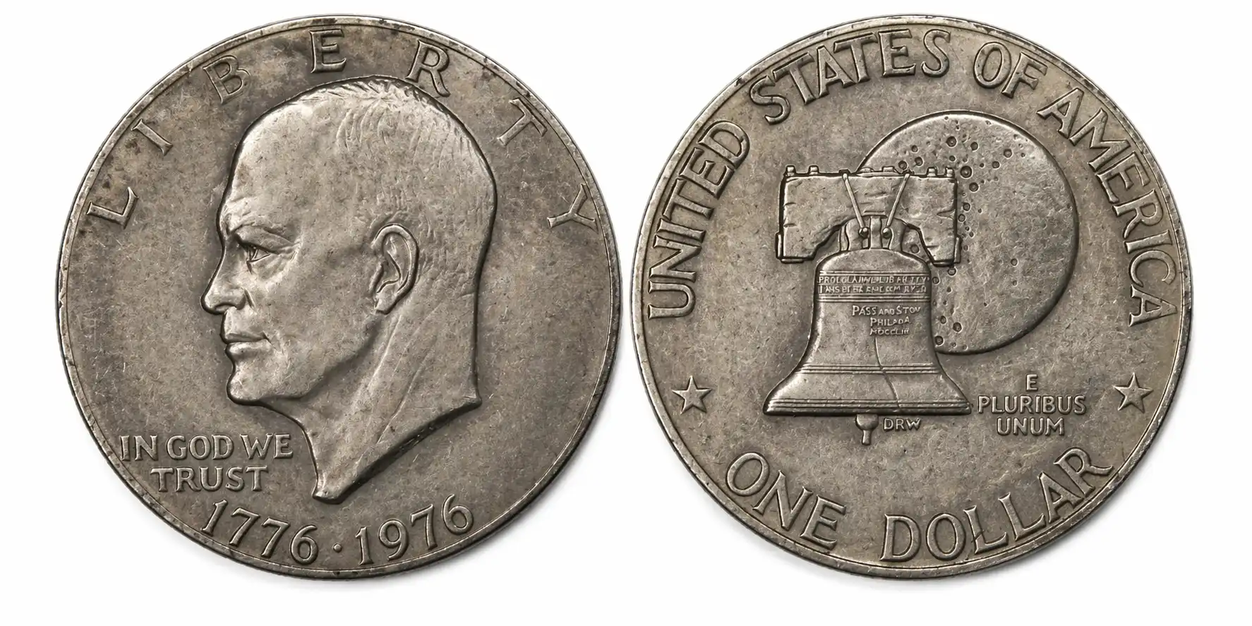 macro of a slightly worn 1976 silver dollar